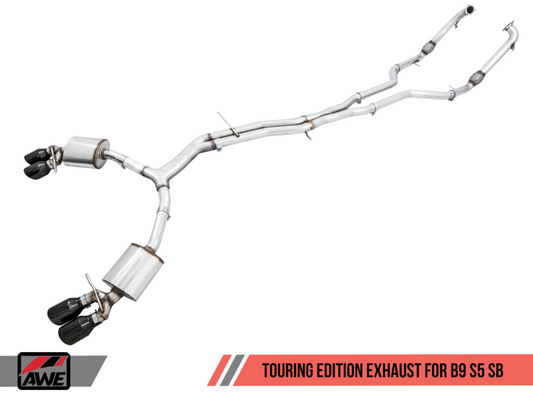 AWE Tuning Audi B9 S5 Sportback Touring Edition Exhaust - Non-Resonated (Black 102mm Tips)