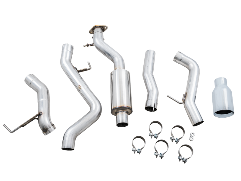 AWE Tuning 2021+ Ford Bronco 0FG Single Rear Exit Exhaust w/Chrome Silver Tip & Bash Guard