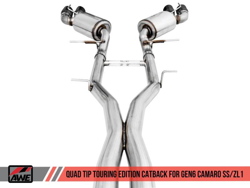 AWE Tuning 16-19 Chevy Camaro SS Res Cat-Back Exhaust -Touring Edition (Quad Diamond Black Tips)