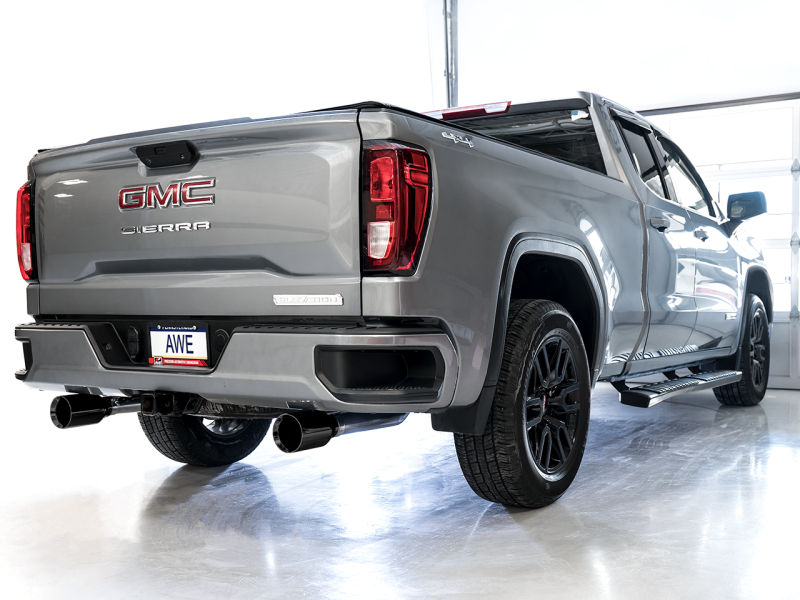 AWE Tuning 4th Gen GM 1500 5.3L 0FG Catback Split Rear Exit (Flat Bumper) - Quad Diamond Tips