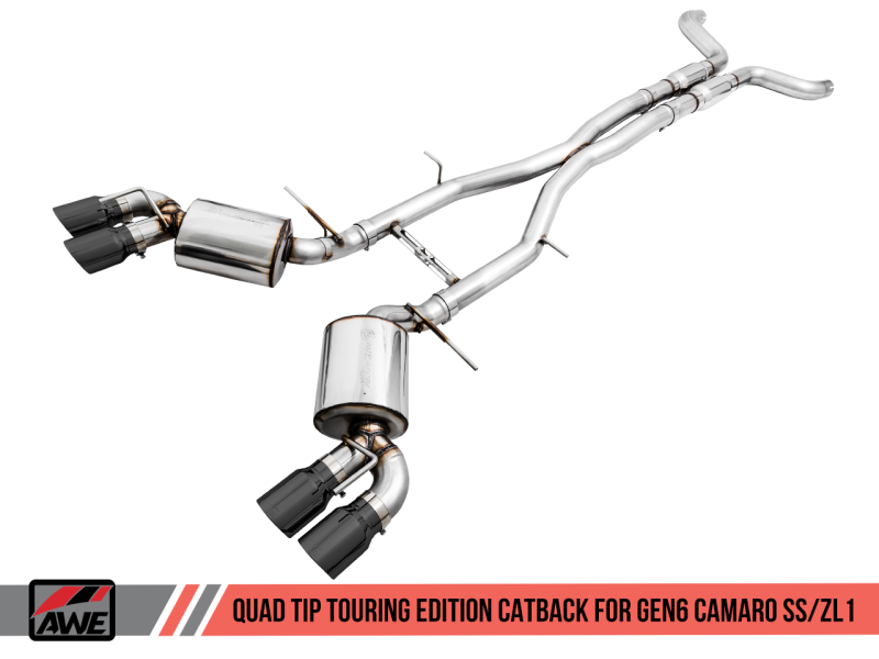 AWE Tuning 16-19 Chevy Camaro SS Non-Res Cat-Back Exhaust -Touring Edition (Quad Diamond Black Tips)