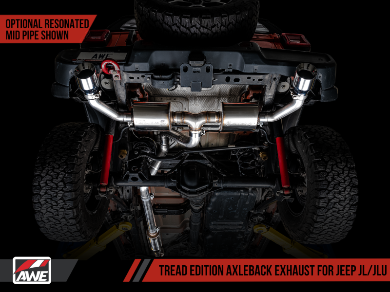 AWE Tuning 2018+ Jeep Wrangler JL/JLU Tread Edition Axle-Back Dual Exhaust - Chrome Silver Tips