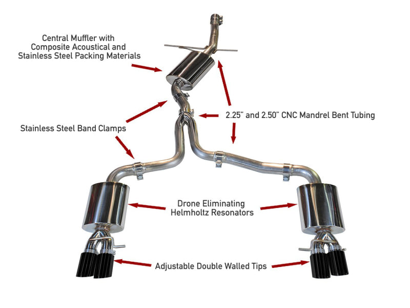 AWE Tuning Audi B8 A4 Touring Edition Exhaust - Quad Tip Diamond Black Tips