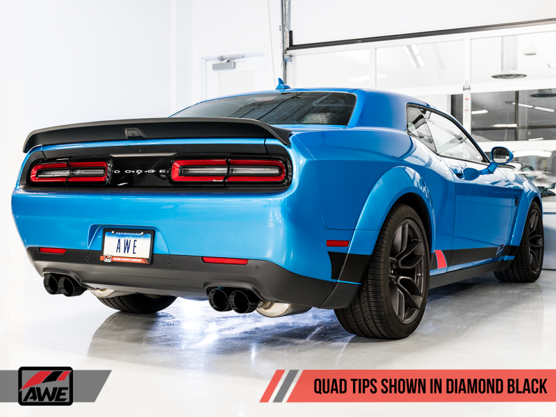 AWE Tuning 2015+ Dodge Challenger 6.4L/6.2L Non-Resonated Touring Edition Exhaust - Quad Black Tips