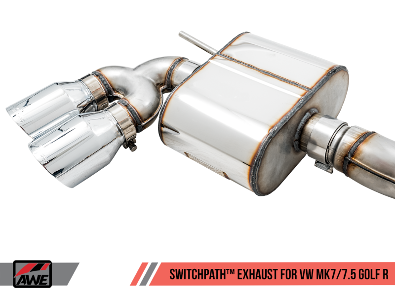 AWE Tuning Volkswagen Golf R MK7.5 SwitchPath Exhaust w/Chrome Silver Tips 102mm