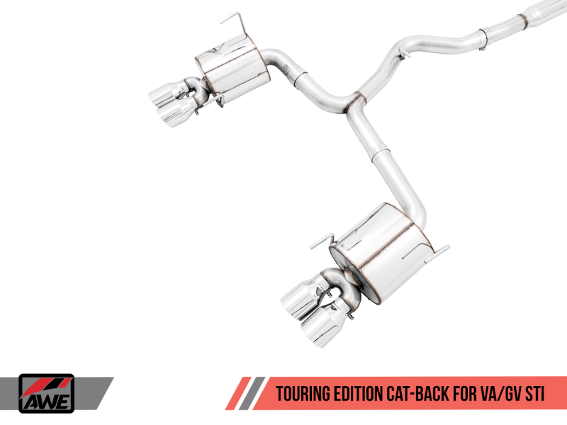 AWE Tuning Subaru STI VA / WRX GV / STI GV Sedan Touring Edition Exhaust - Chrome Silver Tip (102mm)