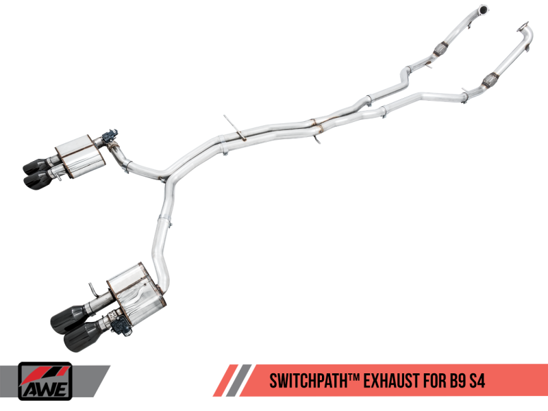 AWE Tuning Audi B9 S4 SwitchPath Exhaust - Non-Resonated (Black 102mm Tips)