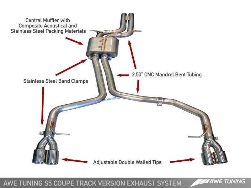 AWE Tuning Audi B8 S5 4.2L Track Edition Exhaust System - Diamond Black Tips