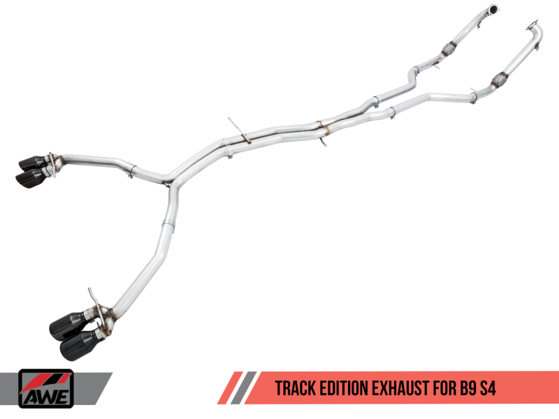 AWE Tuning Audi B9 S4 Track Edition Exhaust - Non-Resonated (Black 102mm Tips)