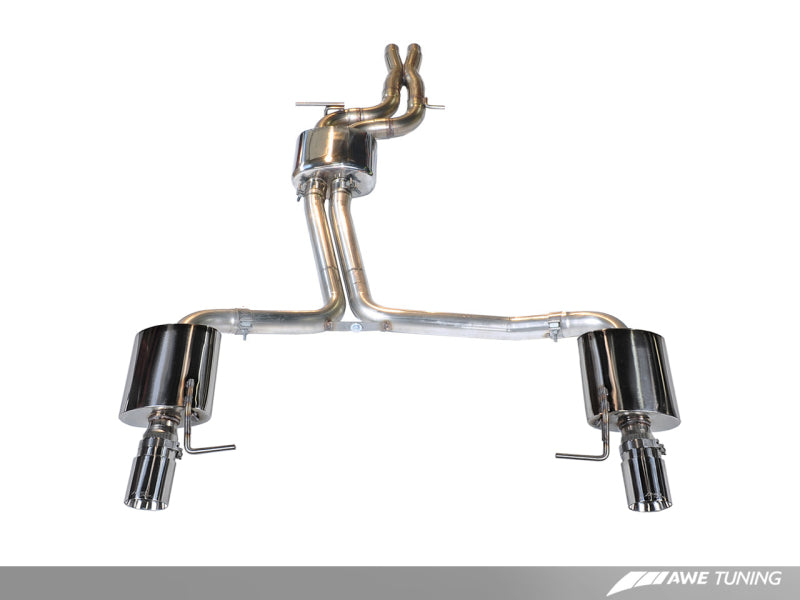 AWE Tuning Audi C7 A7 3.0T Touring Edition Exhaust - Dual Outlet Chrome Silver Tips