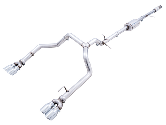 AWE Tuning 4th Gen GM 1500 5.3L 0FG Catback Split Rear Exit (w/ Bumper Cutouts) - Quad Chrome Tips