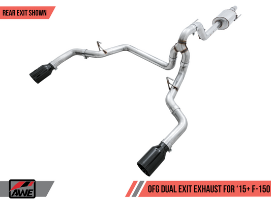 AWE Tuning 2015+ Ford F-150 0FG Dual Exit Performance Exhaust System w/5in Diamond Black Tips